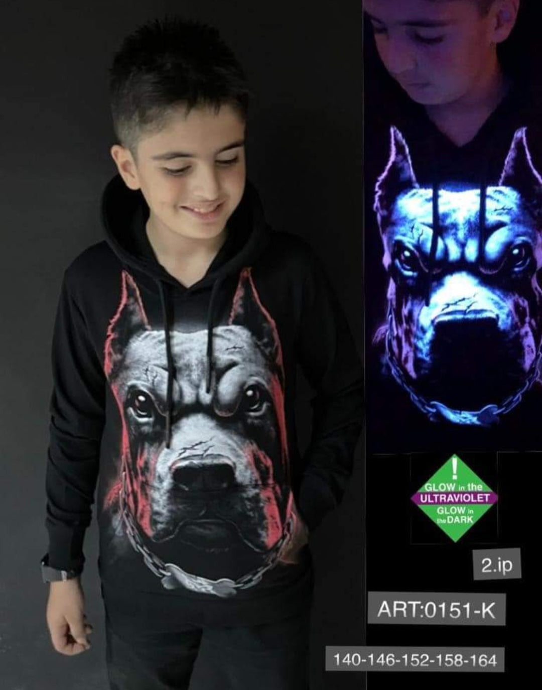 Horry hettupeysa pitbull lýsir í myrkri