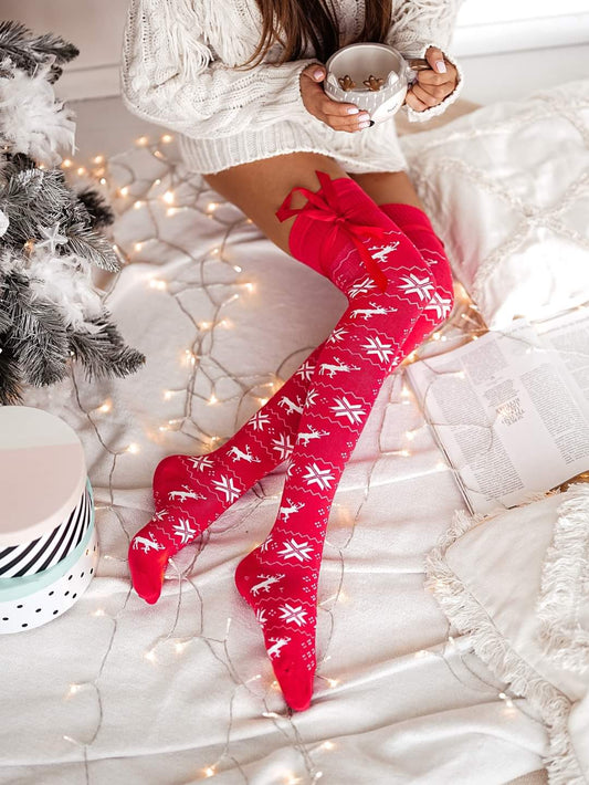 Jólasokkar með bandi Rauður